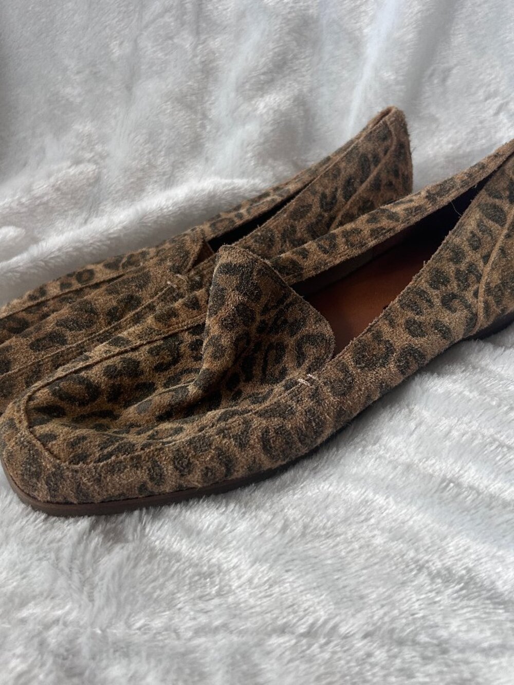 Lucky Brand Canyen Leather Loafers Flats Womens 8.5 Animal Print Mob Wife Preppy